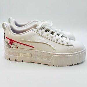 Puma Mayze Artisan Platform Sneakers Womens 11 White 391086-01 EUC